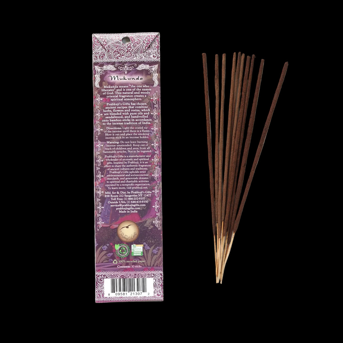 Prabhuji Incense Sticks Mukunda - Patchouli and Spices - Mystic Journey Path