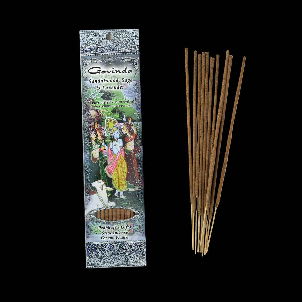 Prabhuji Incense Sticks Govinda - Sandalwood, Sage, and Lavender -Mystic Journey Path