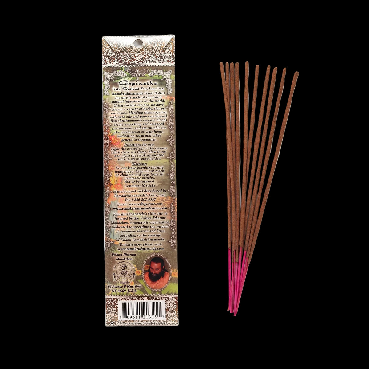 Prabhuji Incense Sticks Gopinatha - Iris Daffodil and Jasmine - Mystic Journey Path