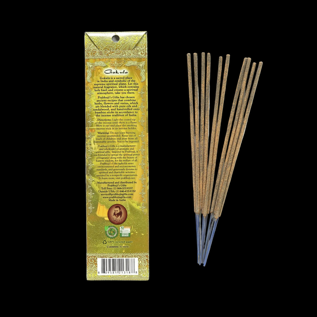 Prabhuji Incense Sticks Gokula - Myrrh, Vanilla, and Tulsi