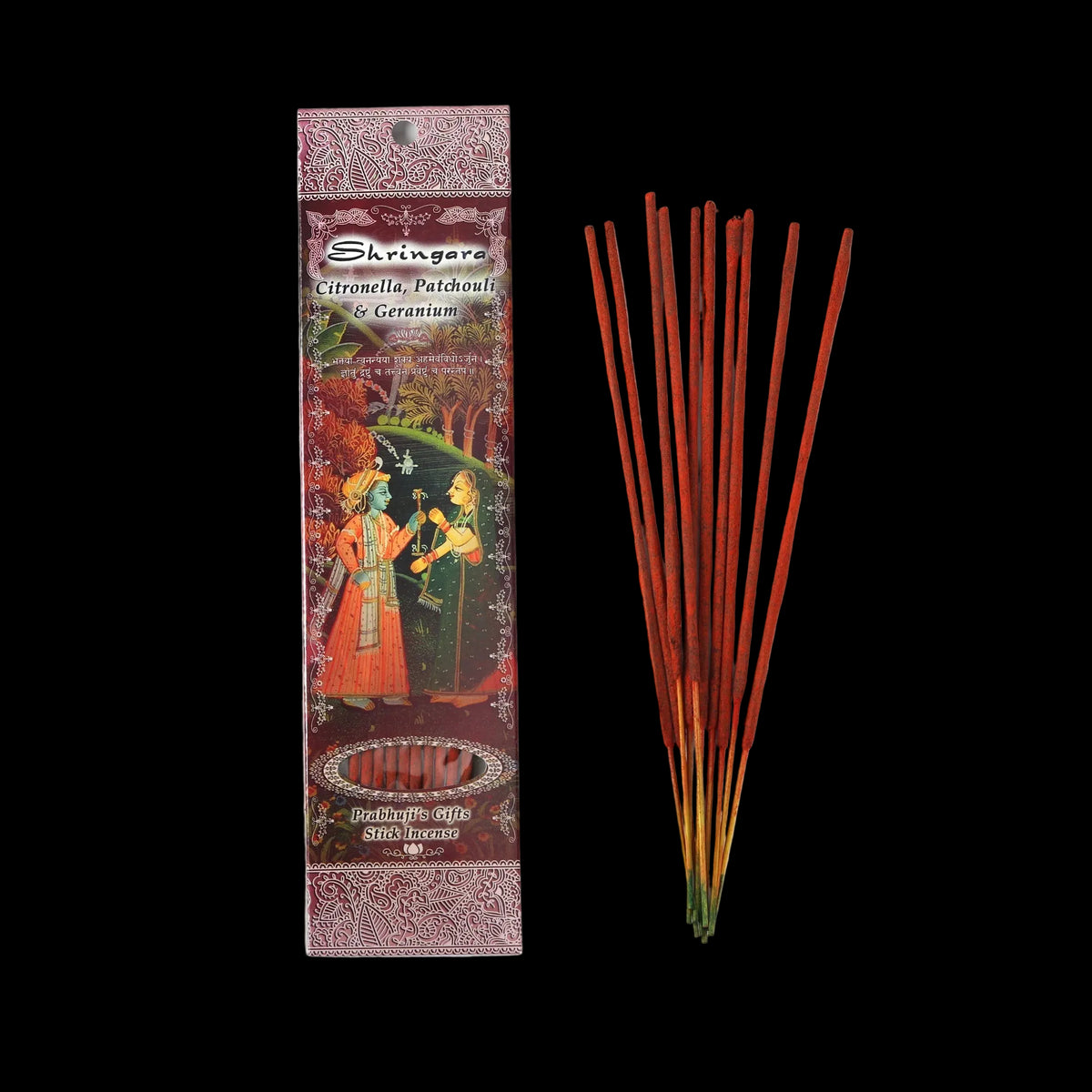 Prabhuji Incense Sticks Shringara - Citronella, Patchouli and Geranium - Mystic Journey Path