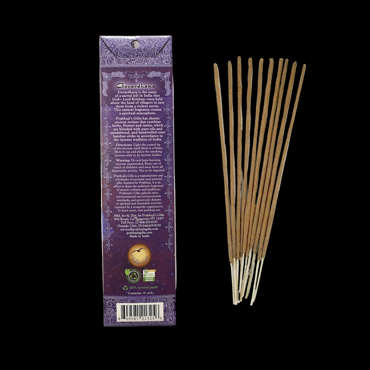 Prabhuji Incense Sticks Govardhana - Wood, Rose & Vanilla -Mystic Journey Path