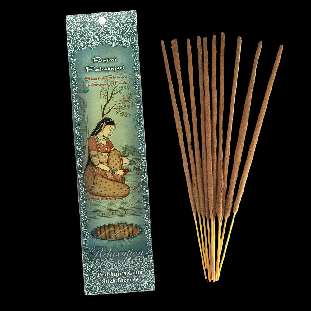 Prabhuji Incense Sticks Ragini Padmanjari - Seaside Flowers and Sweet Musk - Relaxation - Mystic Journey Path