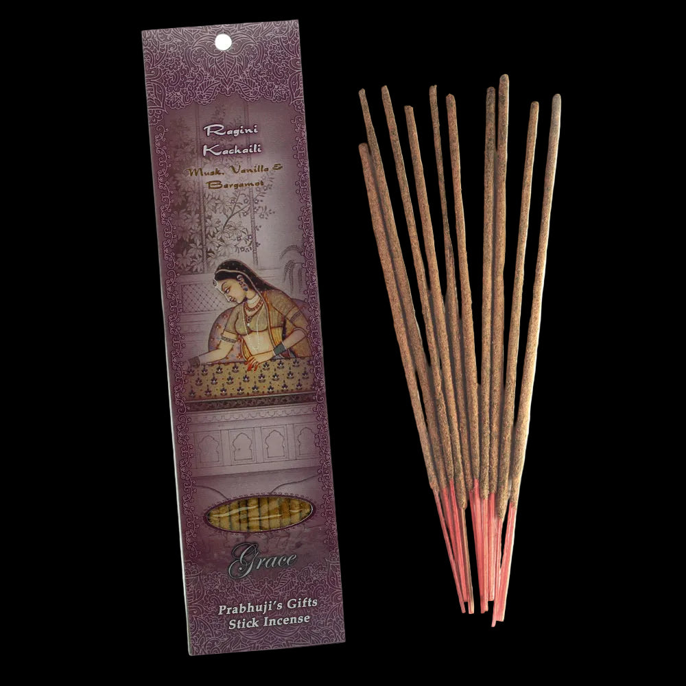Prabhuji Incense Sticks Ragini Kachaili - Musk, Vanilla, and Bergamot - Grace - Mystic Journey Path