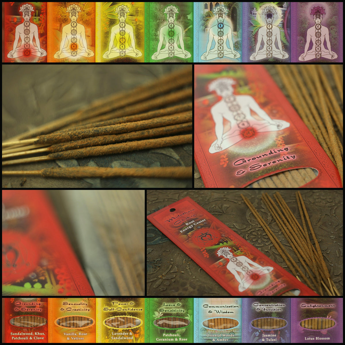 Prabhuji Incense Sticks Root Chakra Muladhara - Grounding and Serenity - Mystic Journey Path