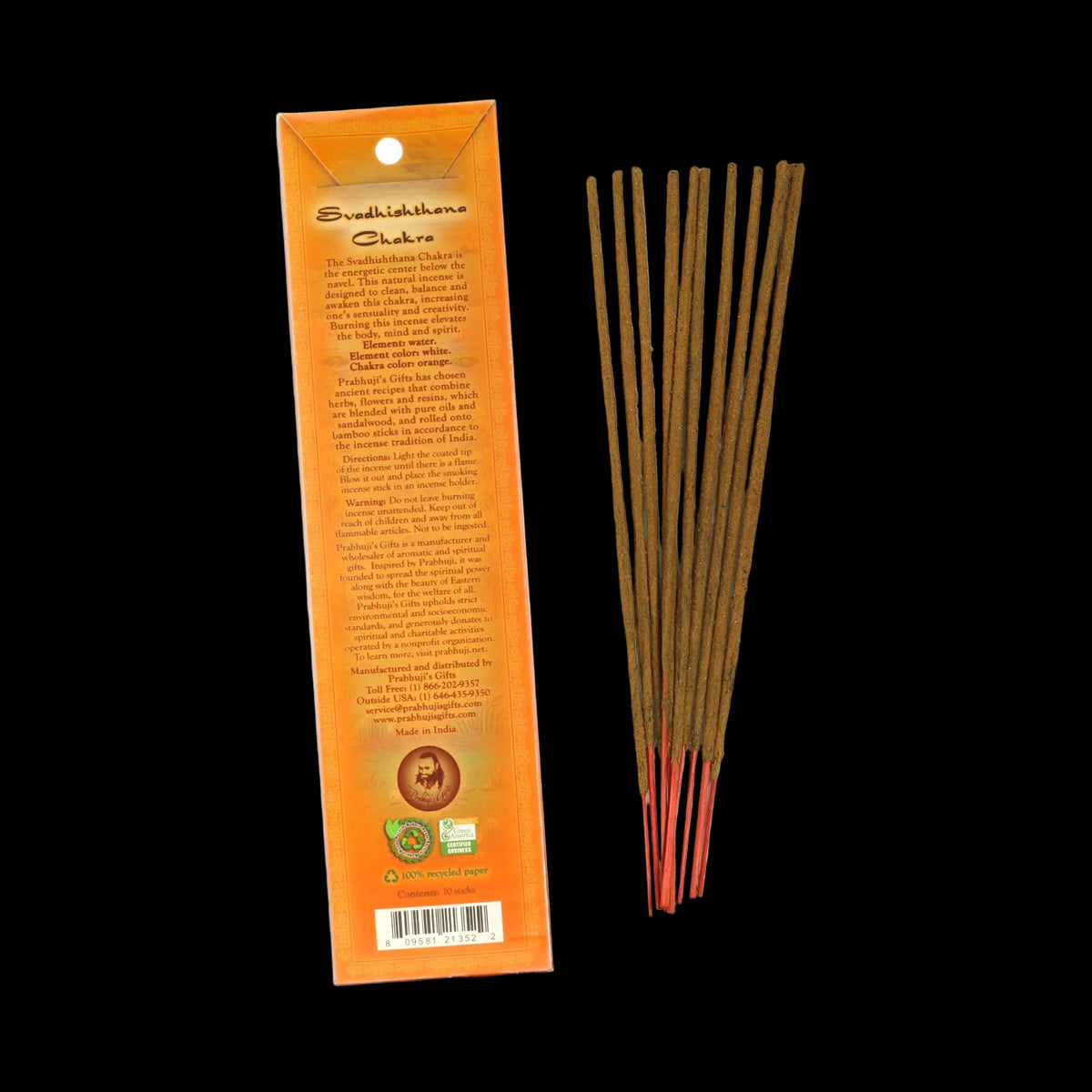Prabhuji Incense Sticks Sacral Chakra Svadhishtana - Sensuality and Creativity - Mystic Journey Path