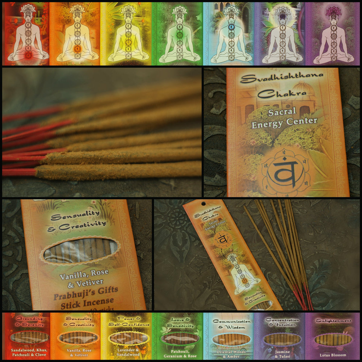 Prabhuji Incense Sticks Sacral Chakra Svadhishtana - Sensuality and Creativity - Mystic Journey Path