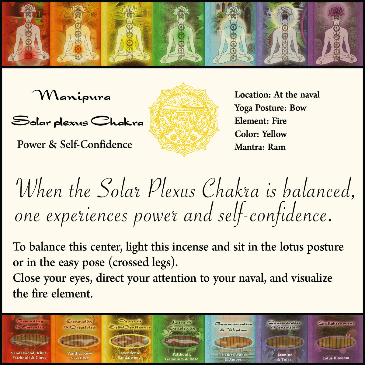 Incense Sticks Solar Plexus Chakra Manipura - Power and Self - confidence - Mystic Journey Path