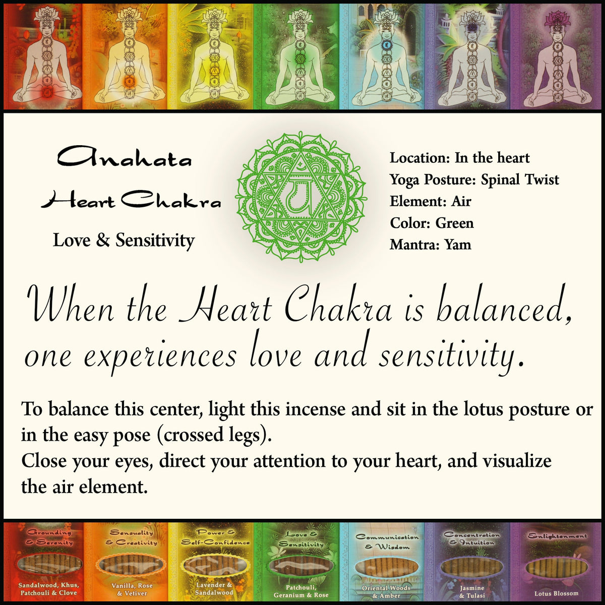 Prabhuji Incense Sticks Heart Chakra Anahata - Love and Sensitivity - Mystic Journey Path
