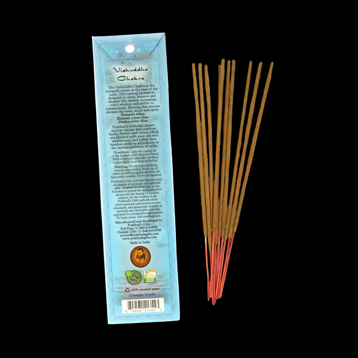 Prabhuji Incense Sticks Throat Chakra Vishuddha  - Communication and Wisdom - Mystic Journey Path