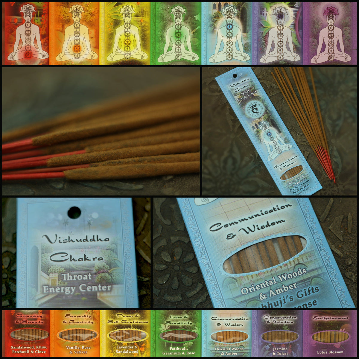 Prabhuji Incense Sticks Throat Chakra Vishuddha  - Communication and Wisdom - Mystic Journey Path