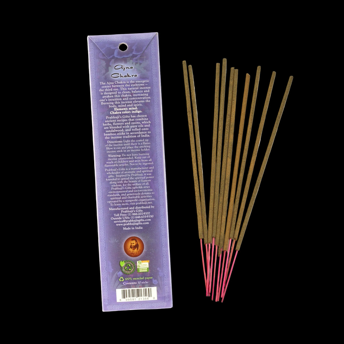 Prabhuji Incense Sticks Third Eye Chakra Ajna - Concentration and Intuition