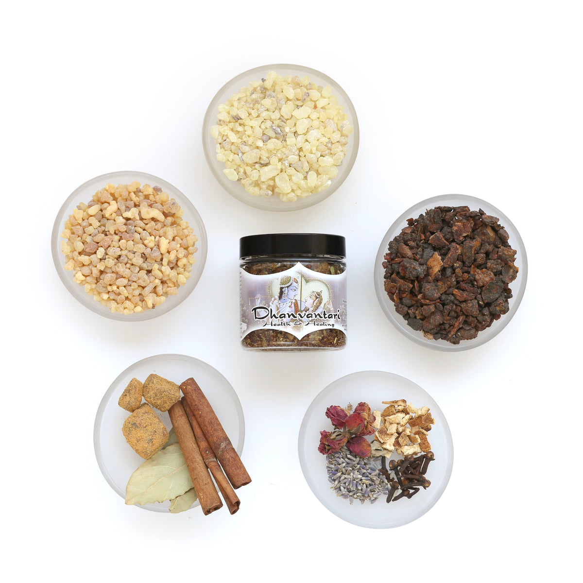 Prabhuji Resin Incense Dhanvantari - Health and Healing - 2.4oz Jar  - Mystic Journey Path