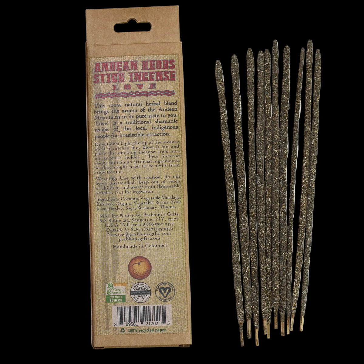 Smudging Incense - Love - Andean Herbs Incense Sticks - Love & Passion - Wholesale and Retail Prabhuji's Gifts  - Mystic journey Path