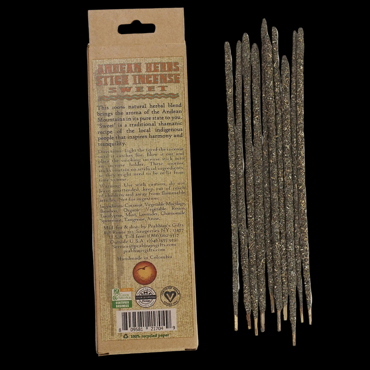 Smudging Incense - Sweet - Andean Herbs Incense Sticks - Harmony & Relaxation - Wholesale and Retail Prabhuji's Gifts  - Mystic journey Path