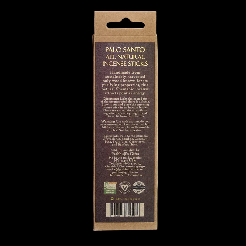 Prabhuji Palo Santo Traditional Incense Sticks -  Power & Purification -  6 Incense Sticks - Mystic Journey Path