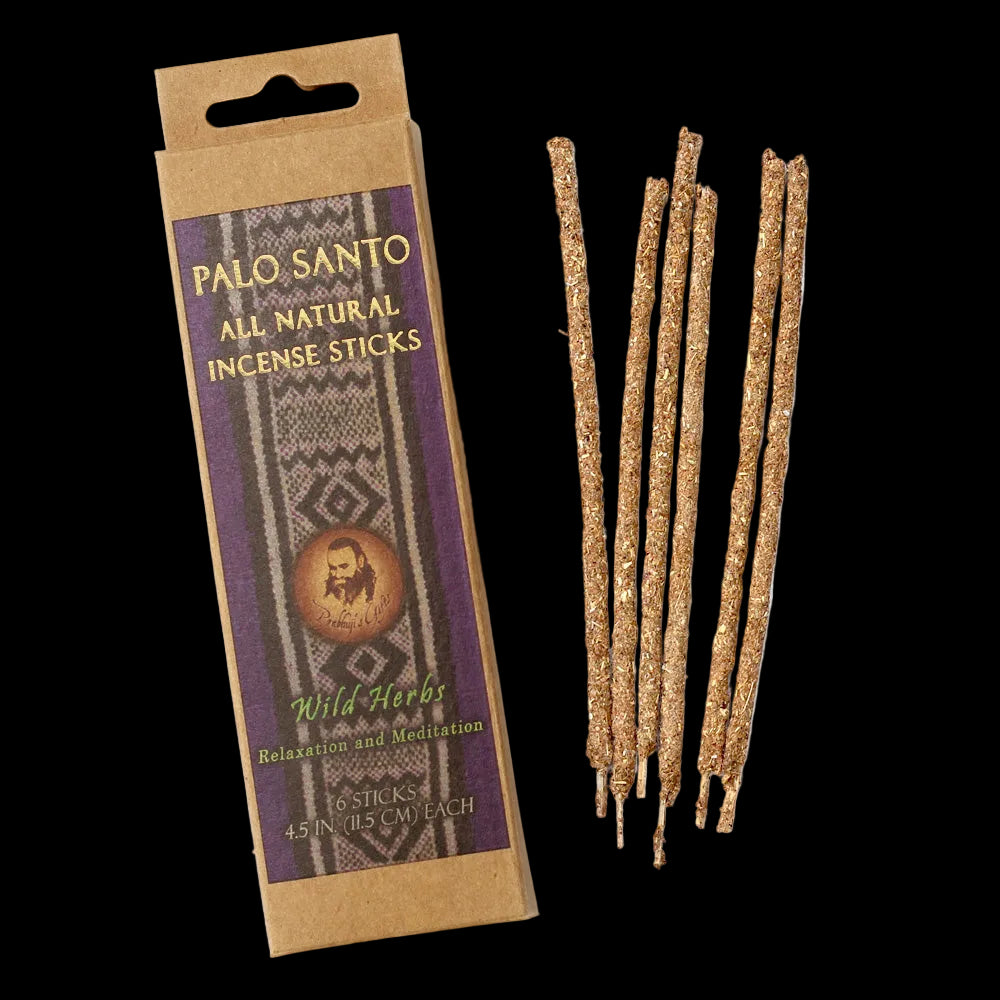 Prabhuji Palo Santo and Wild Herbs Incense Sticks - Relaxation & Meditation -  6 Incense Sticks - Mystic Journey Path