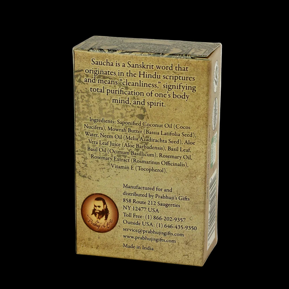 Soap Bar Saucha - Natural Uplifting Tulsi Scrub - Travel size 1 oz (30g) - Wholesale and Retail Prabhuji's Gifts - Mystic Journey Path