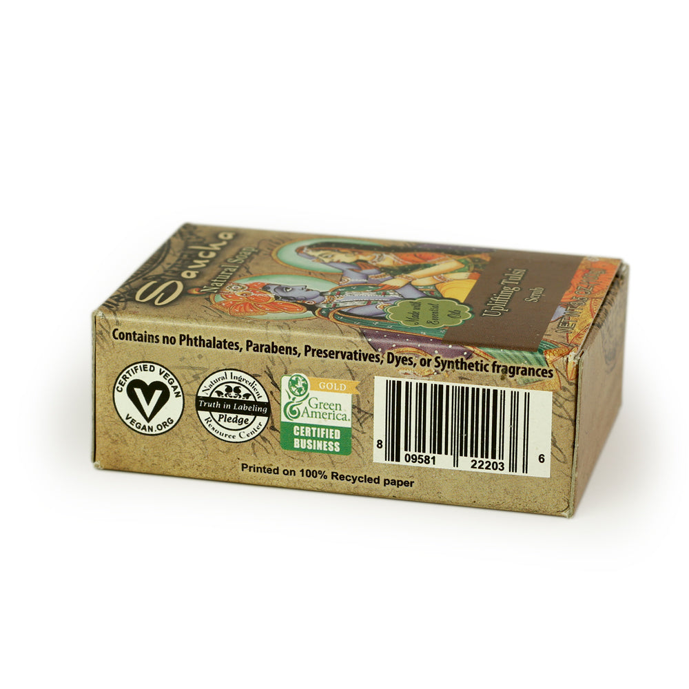 Soap Bar Saucha - Natural Uplifting Tulsi Scrub - 3.5 oz (100g) - Wholesale and Retail Prabhuji's Gifts - Mystic Journey Path