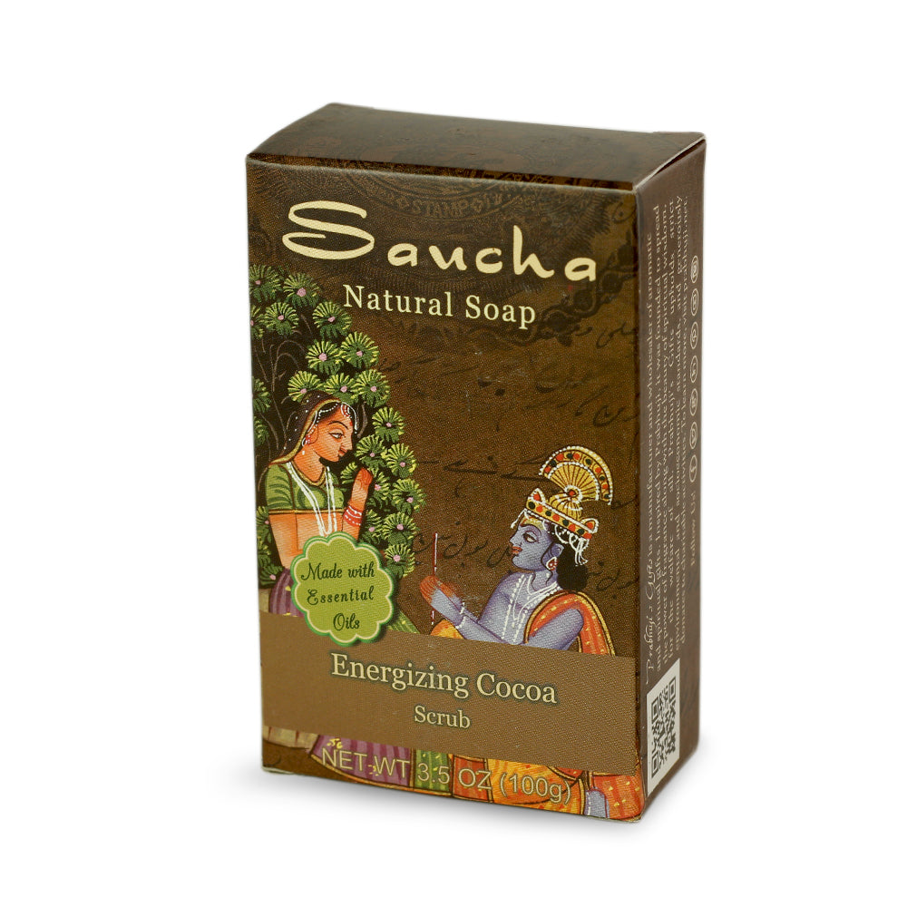 Soap Bar Saucha - Natural Energizing Cocoa Scrub - 3.5 oz (100g) - Wholesale and Retail Prabhuji's Gifts   - Mystic Journey Path