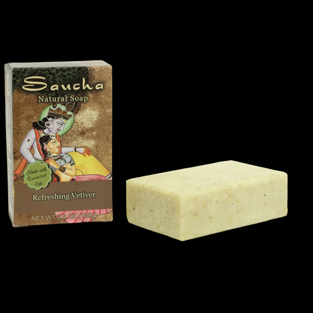 Soap Bar Saucha - Natural Refreshing Vetiver - 3.5 oz (100g) - Wholesale and Retail Prabhuji's Gifts   - Mystic Journey Path
