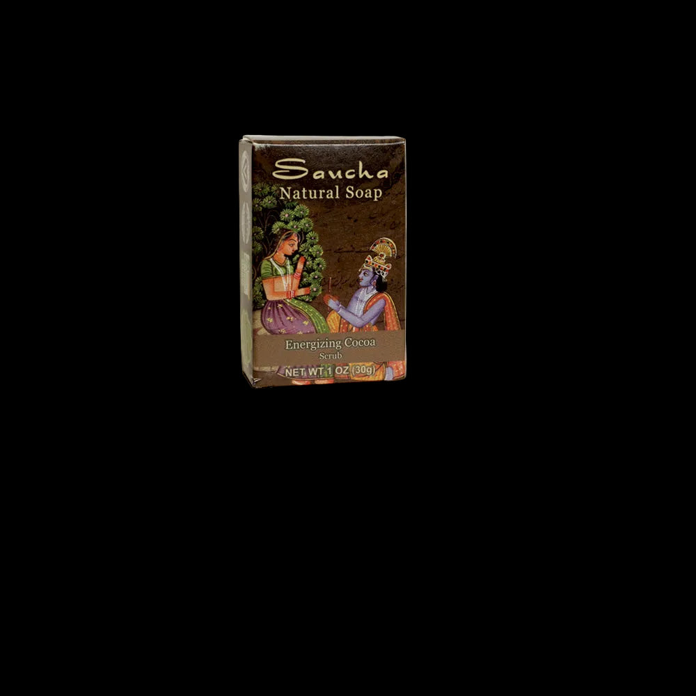 Soap Bar Saucha - Natural Energizing Cocoa Scrub - Travel size 1 oz (30g) - Wholesale and Retail Prabhuji's Gifts   - Mystic Journey Path