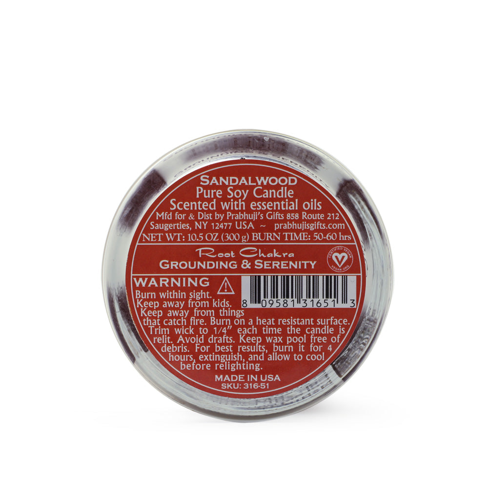 Soy Candle for Chakra Meditation Scented with Essential Oils | Root Chakra Muladhara | Sandalwood | Grounding and Serenity - 10.5oz - Wholesale and Retail Prabhuji's Gifts   - Mystic Journey Path