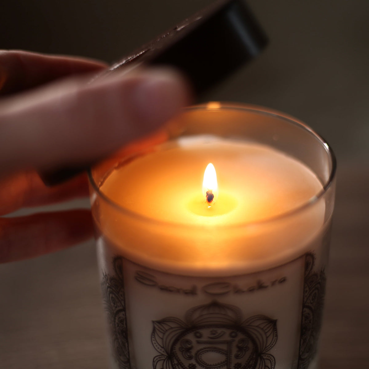 Soy Candle for Chakra Meditation Scented with Essential Oils | Sacral Chakra Svadhishthana | Vanilla | Sensuality and Creativity - 10.5oz - Wholesale and Retail Prabhuji's Gifts  - Mystic Journey Path