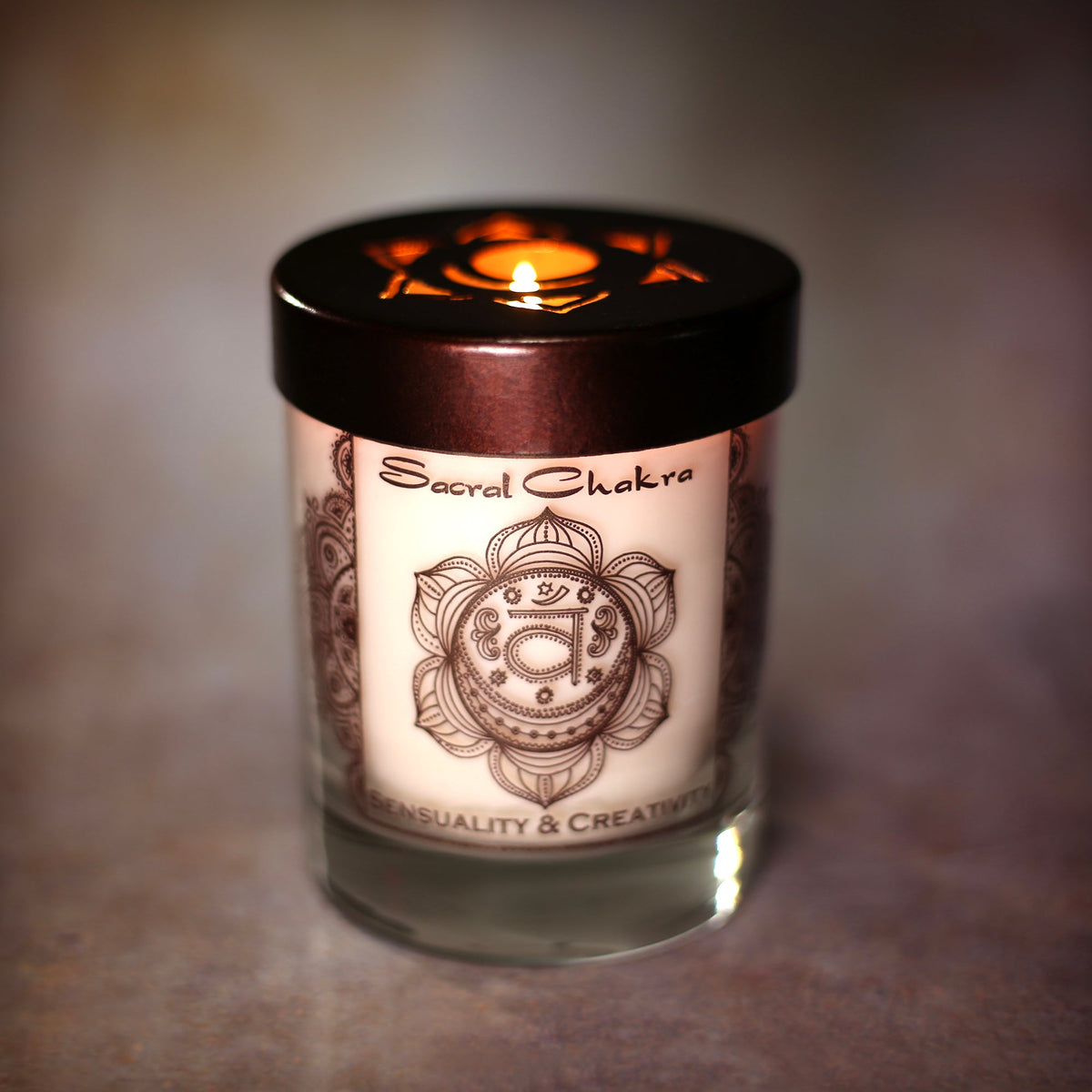 Soy Candle for Chakra Meditation Scented with Essential Oils | Sacral Chakra Svadhishthana | Vanilla | Sensuality and Creativity - 10.5oz - Wholesale and Retail Prabhuji's Gifts  - Mystic Journey Path