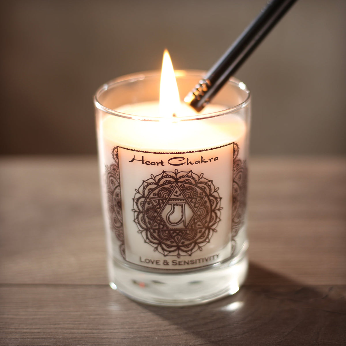 Prabhuji Heart Chakra Anahata | Soy Candle for Chakra Meditation Scented with Essential Oils | Wild Rose | Love and Sensitivity - 10.5oz - Mystic Journey Path