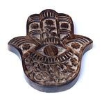 Prabhuji Decor - Wooden Hamsa - Vines and Flowers 7"x6"  - Mystic Journey Path