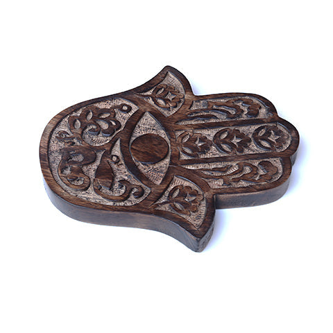 Prabhuji Decor - Wooden Hamsa - Cherry Blossom 7"x6"  - Mystic Journey Path
