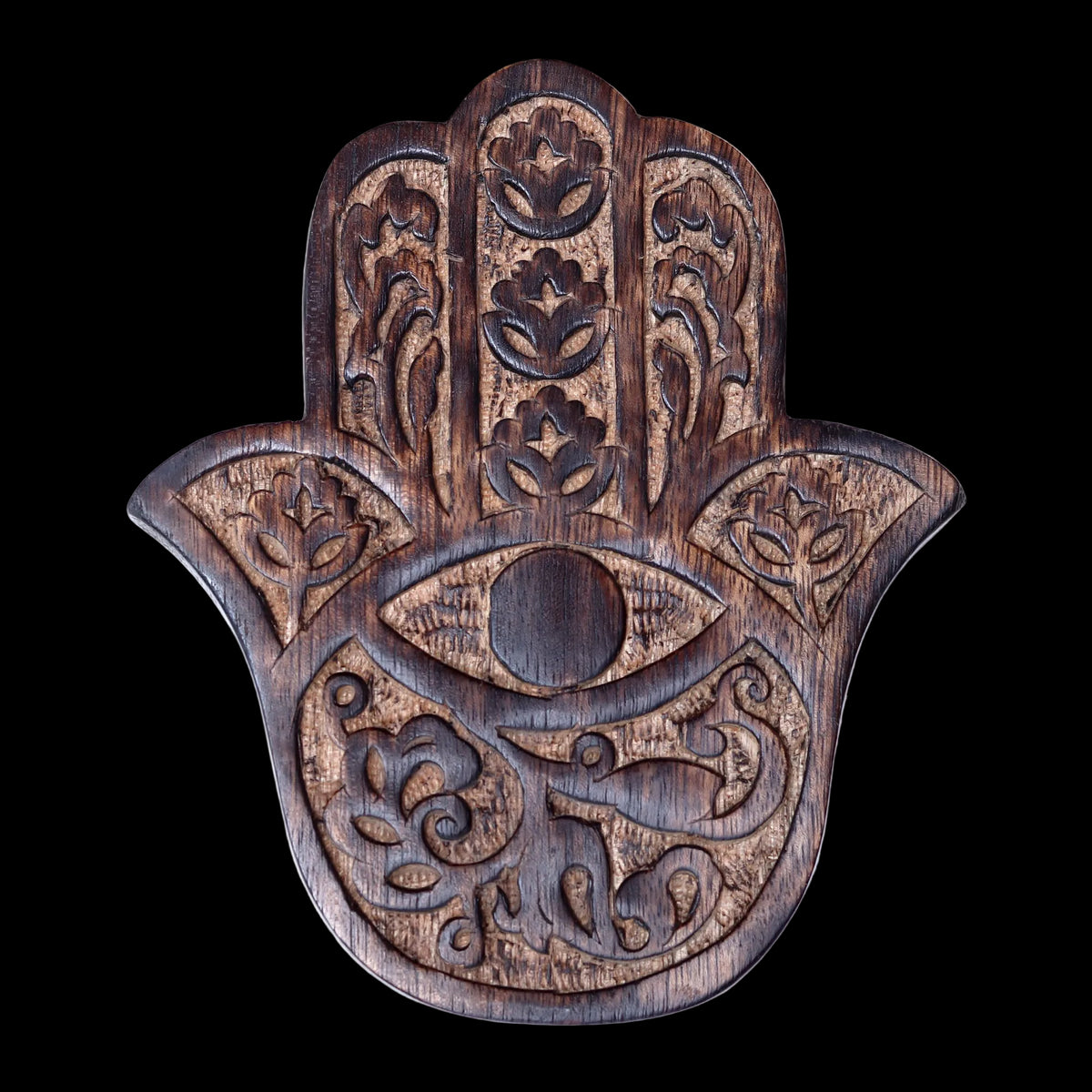 Prabhuji Decor - Wooden Hamsa - Cherry Blossom 7"x6"  - Mystic Journey Path