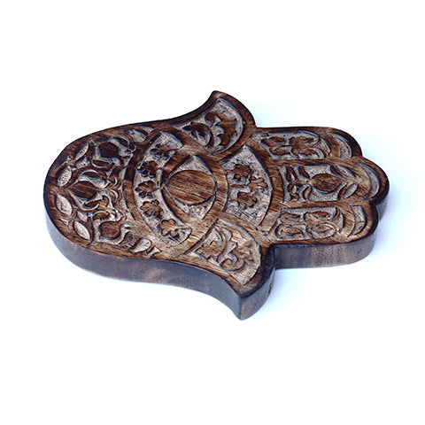 Decor - Wooden Hamsa - Pomegranate 7"x6", Hand of Mary, Hand of Fatima - Wholesale and Retail Prabhuji's Gifts  - Mystic Journey Path
