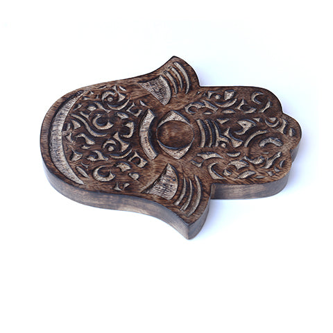 Decor - Wooden Hamsa - Swirl Wave 7"x6", Hand of Fatima, Hand of Mary - Wholesale and Retail Prabhuji's Gifts  - Mystic Journey Path