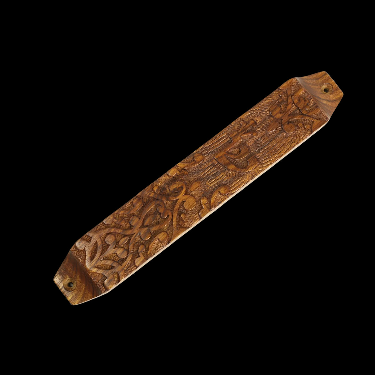 Prabhuji Decor - Wooden Mezuzah Case 9"x1.5" Ornamental  - Mystic Journey Path