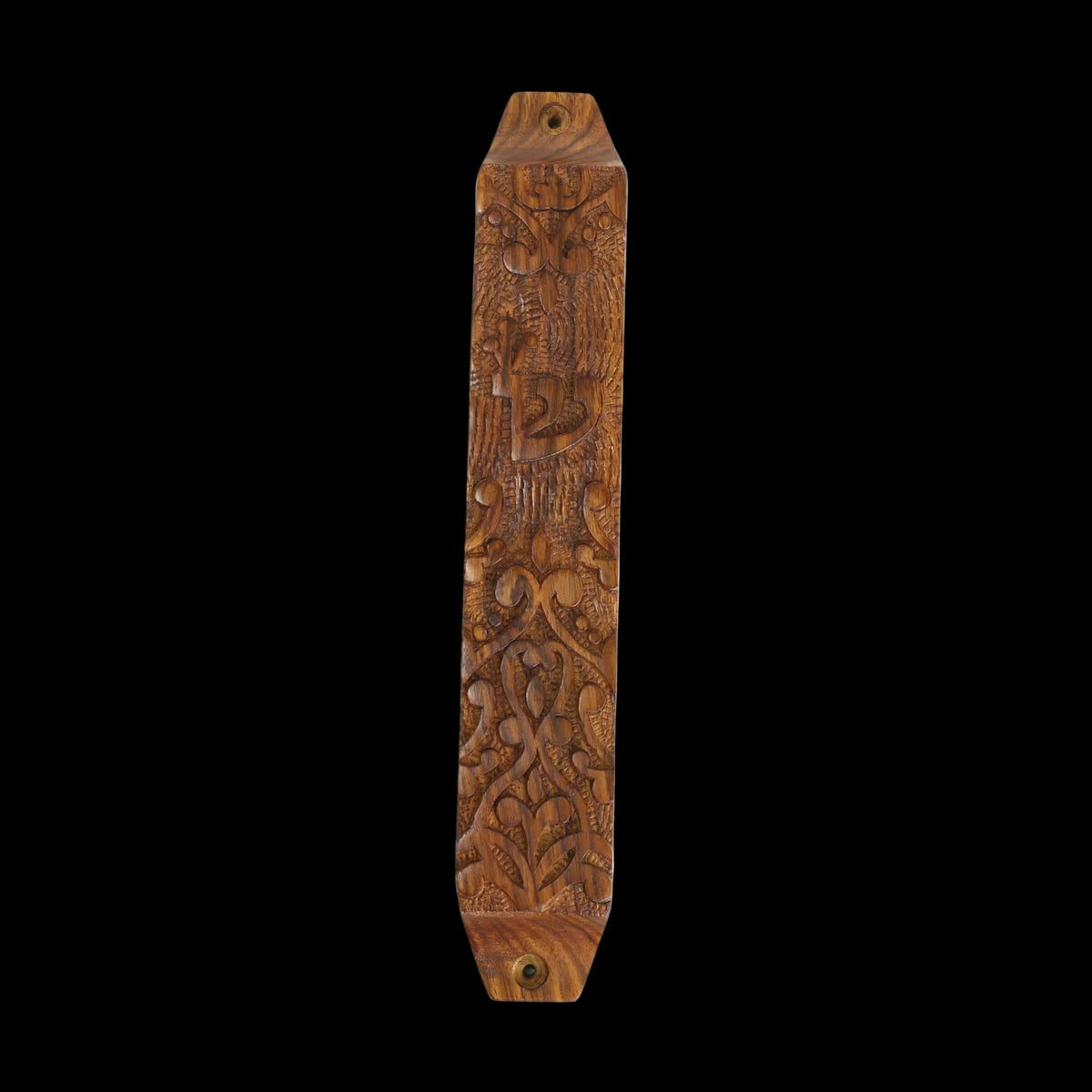 Prabhuji Decor - Wooden Mezuzah Case 9"x1.5" Ornamental  - Mystic Journey Path