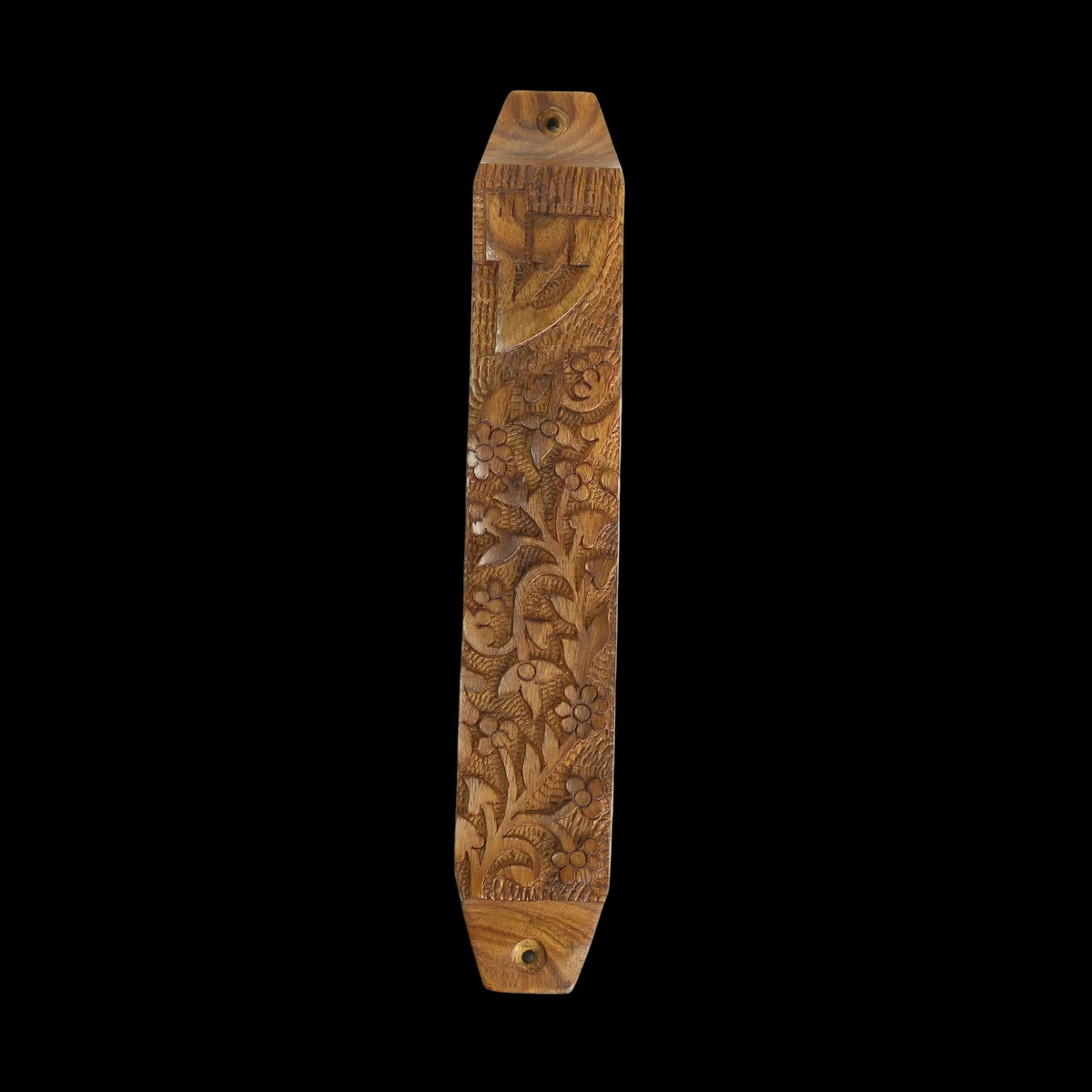 Prabhuji Decor - Wooden Mezuzah Case 9"x1.5" Garden  - Mystic Journey Path