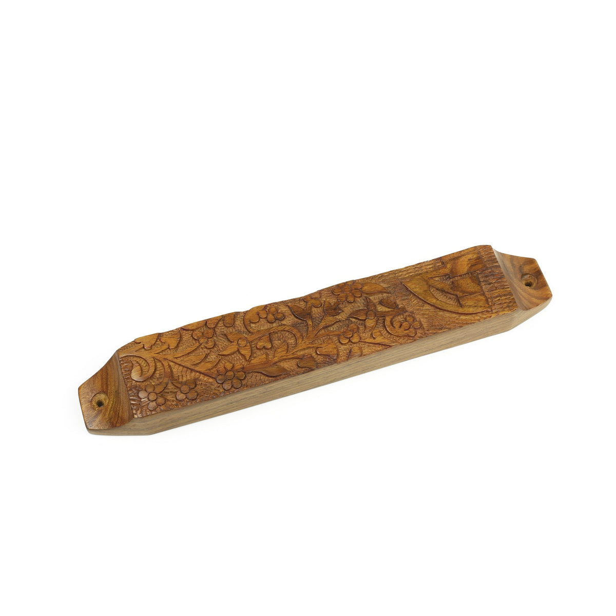 Prabhuji Decor - Wooden Mezuzah Case 9"x1.5" Garden  - Mystic Journey Path