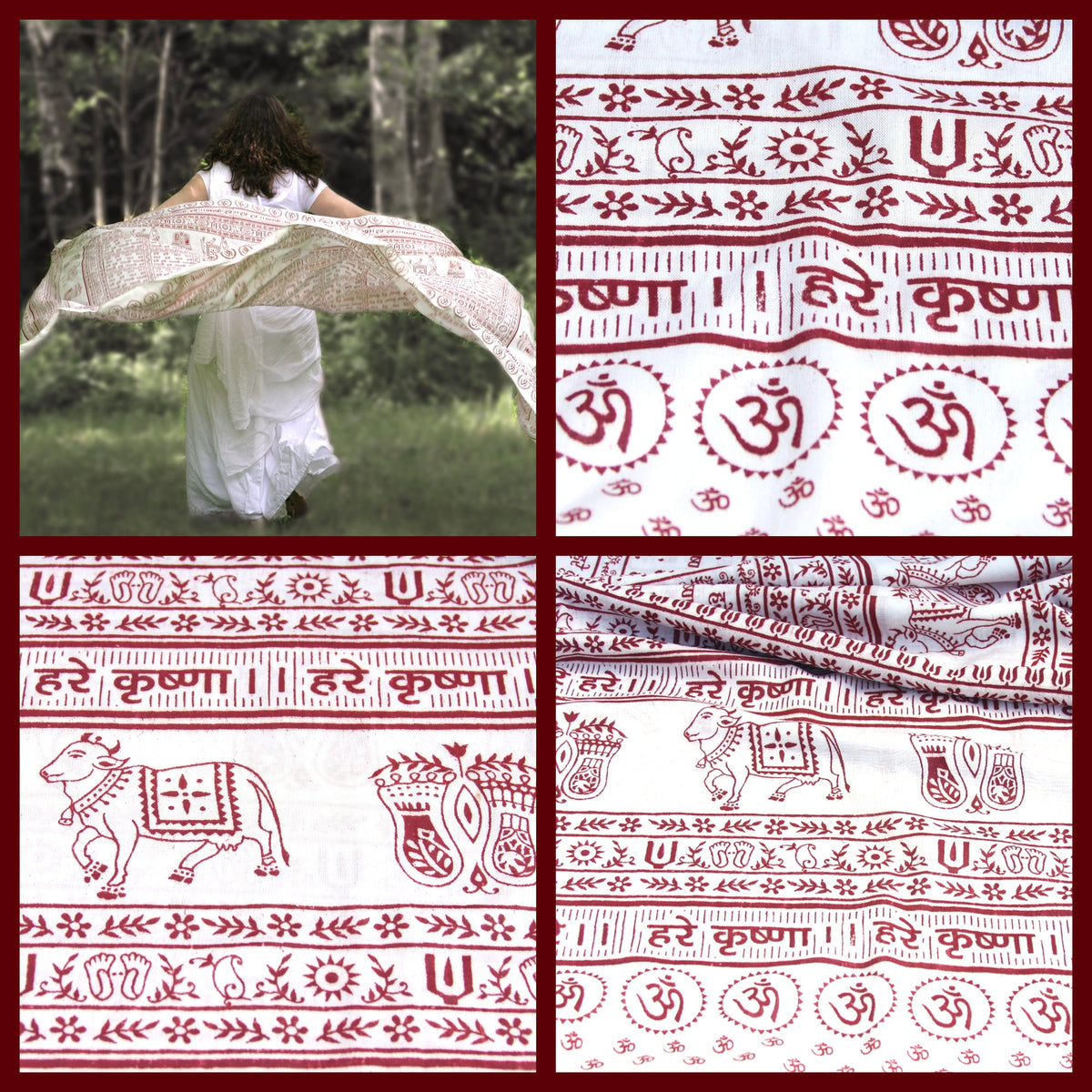 Meditation Yoga Prayer Shawl - Maha Mantra - White Large   - Mystic Journey Path