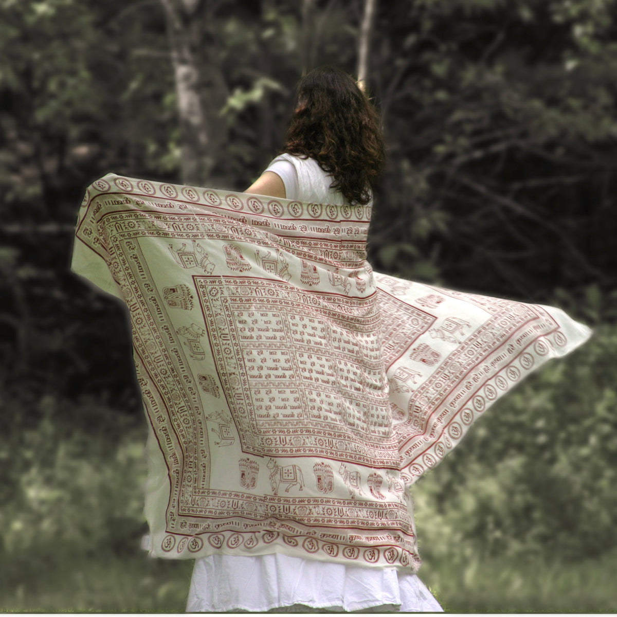 Meditation Yoga Prayer Shawl - Maha Mantra - White Large   - Mystic Journey Path
