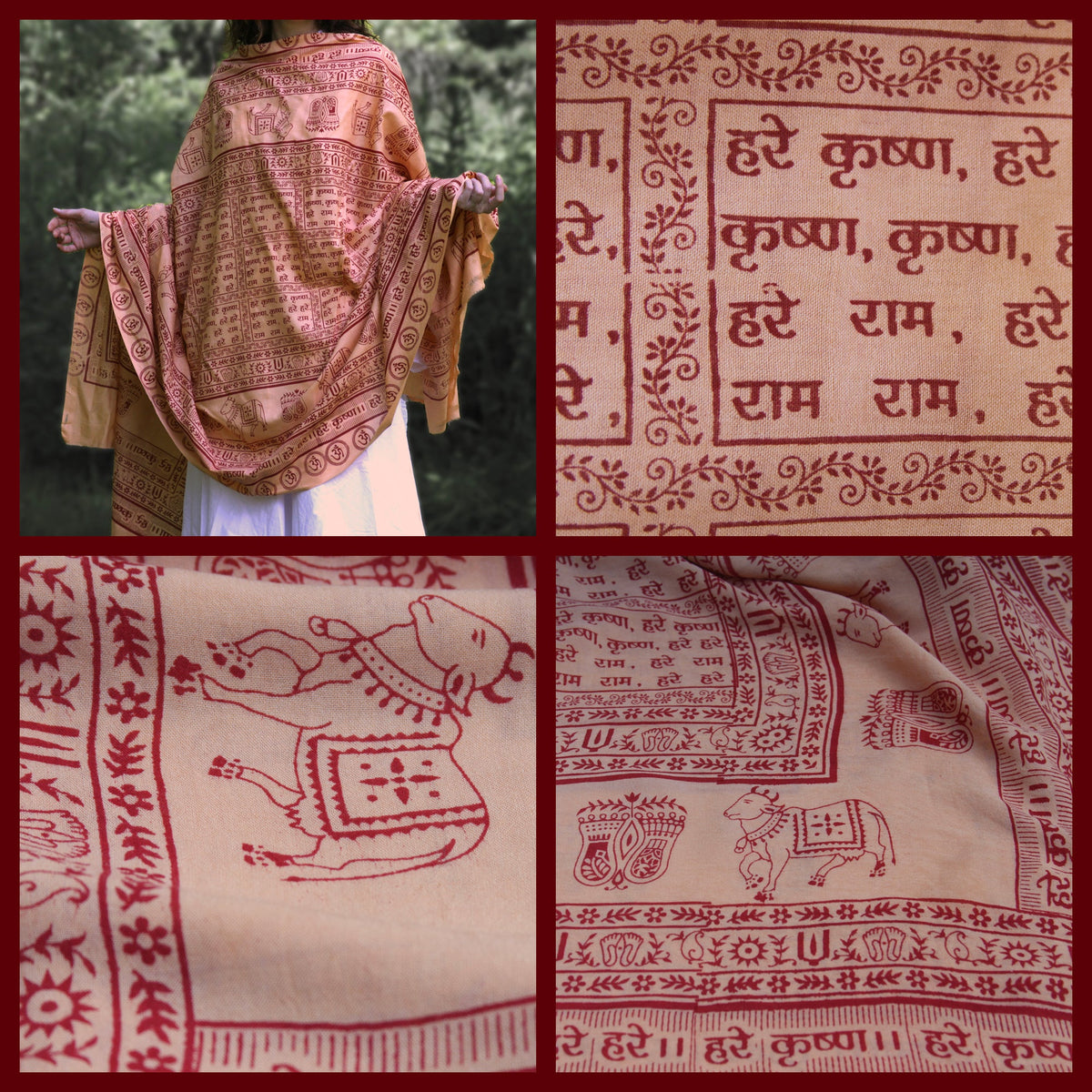 Prabhuji Meditation Yoga Prayer Shawl - Maha Mantra - Peach Large  - Mystic Journey Path