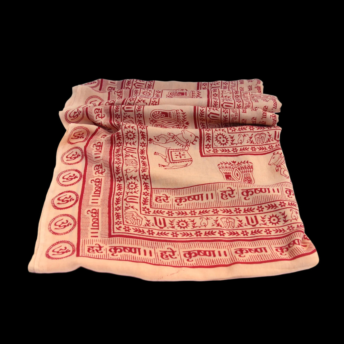Prabhuji Meditation Yoga Prayer Shawl - Maha Mantra - Peach Large  - Mystic Journey Path