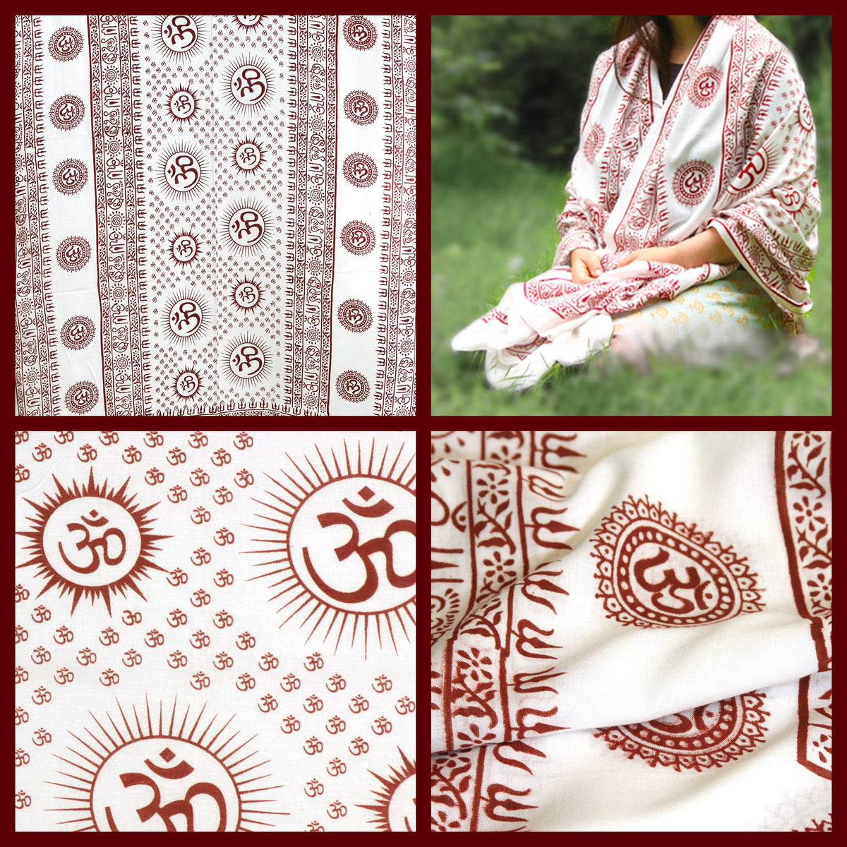 Prabhuji Meditation Yoga Prayer Shawl - Mantra Om - White Large  - Mystic Journey Path