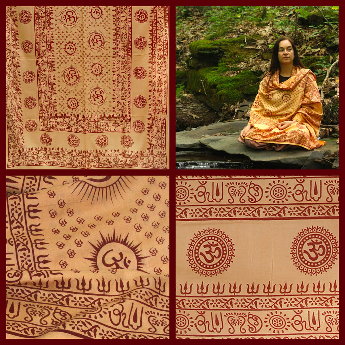 Meditation Yoga Prayer Shawl - Mantra Om - Peach Large   - Mystic Journey Path