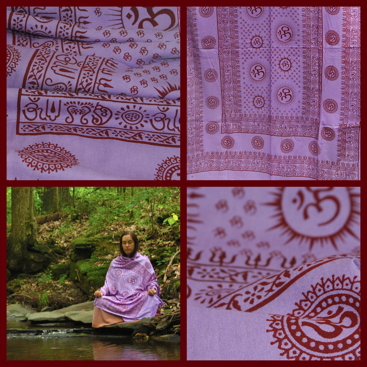 Prabhuji's Gifts - Meditation Yoga Prayer Shawl - Mantra Om - Purple Large  - Mystic Journey Path