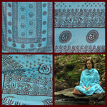 Prabhuji Meditation Yoga Prayer Shawl - Mantra Om - Turquoise Large  - Mystic Journey Path