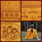 Prabhuji Meditation Yoga Prayer Shawl - Shiva, Parvati and Ganesh - Yellow Large  - Mystic Journey Path