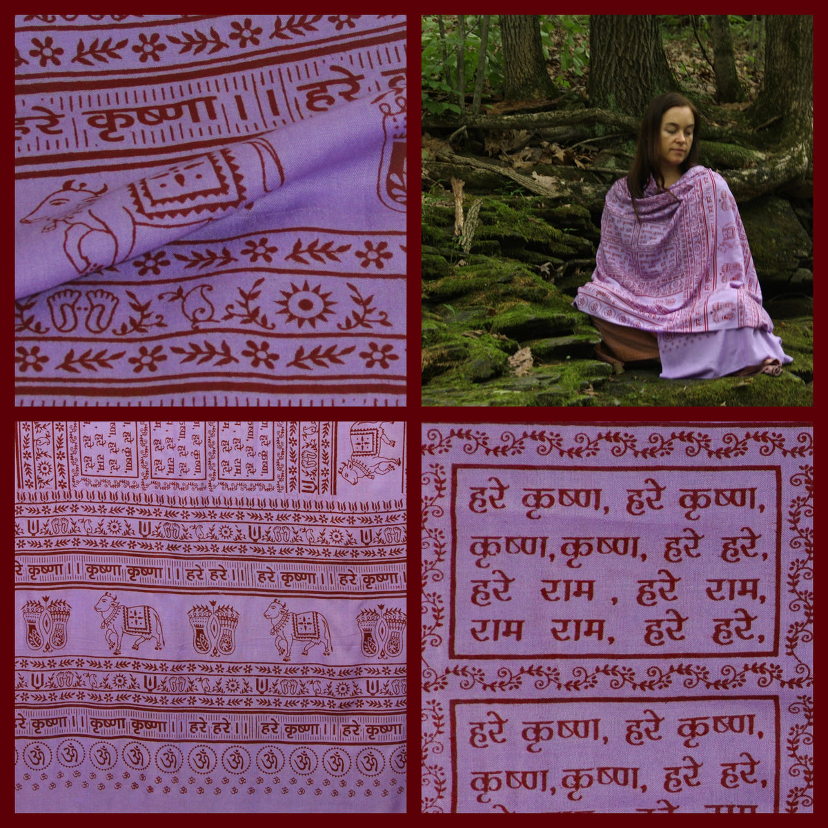 Prabhuji Meditation Yoga Prayer Shawl - Maha Mantra - Purple Large  - Mystic Journey Path
