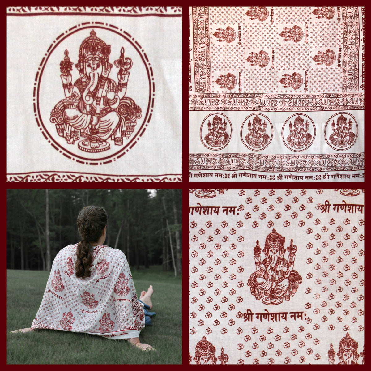 Prabhuji Meditation Yoga Prayer Shawl - Ganesh - White Large  - Mystic Journey Path
